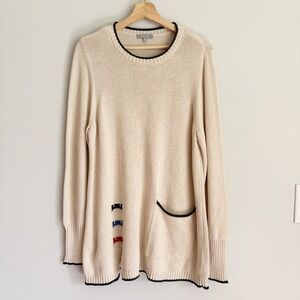 Habitat Clothes to Live In Beige Cotton Pocket Sweater Size Medium Tunic Artsy